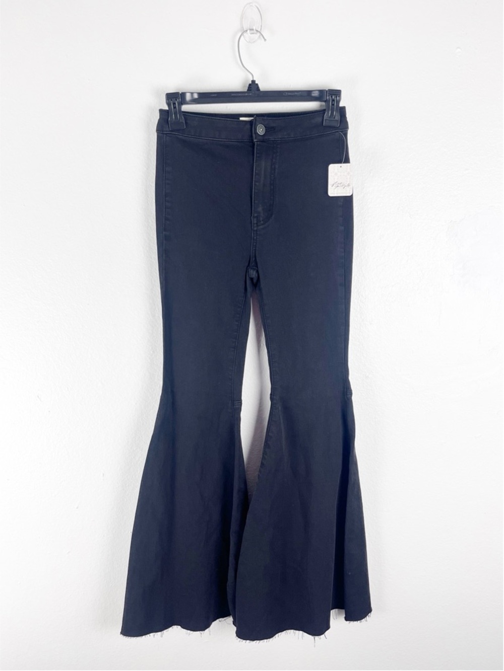 FREE PEOPLE We The Free Just Float On Washed Black Flare Jeans 24S Boho Retro